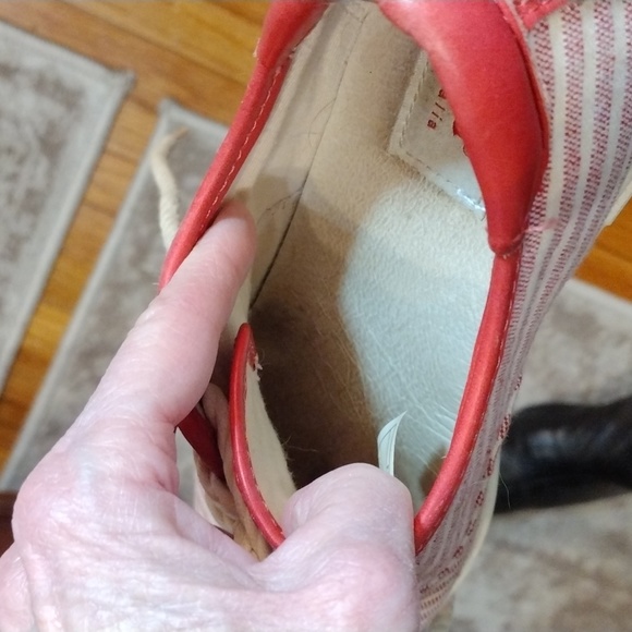 Ugg Eyan II Striped Seersucker Lace Canvas Red White - Picture 6 of 12